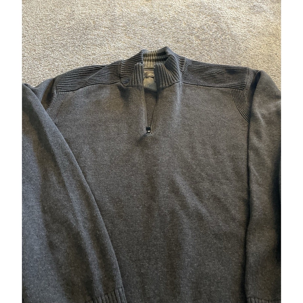 Eddie Bauer Mens 3XL‎ Quarter Zip Sweater Charcoal Gray Mock Neck Pullover Knit